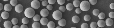 Silica particles seen in a scanning electron microscope (SEM)